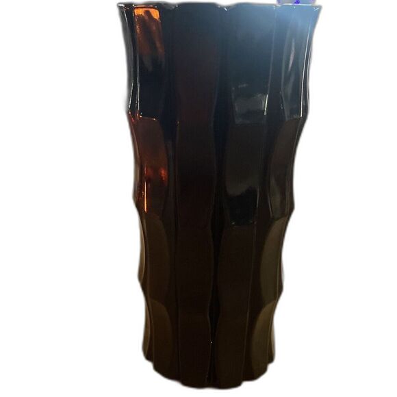 Indiana BLACK EBONY Tiara Glass SUZANNE Collection Art Deco 7 1/8" VASE Bamboo - Picture 3 of 5